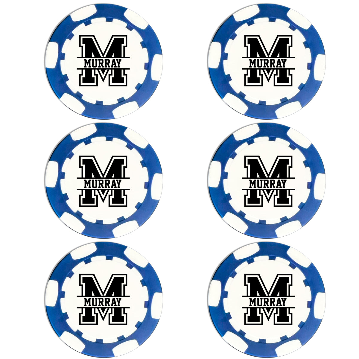 Personalized Golf Ball Marker Poker Chips | 6 Pack | Golf Marker Mens Gifts | Monogrammed Golf Gifts | Funny Golf Accessories for Men | Womens Golf Accessories