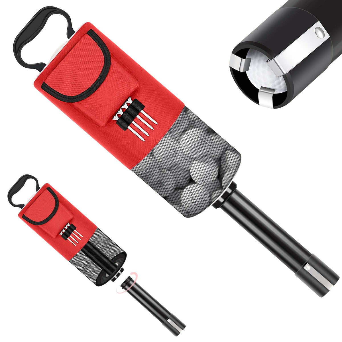 Acebirdie Golf Ball Retriever Shag Bag for Golf Balls Golf Shag Bags (Red)