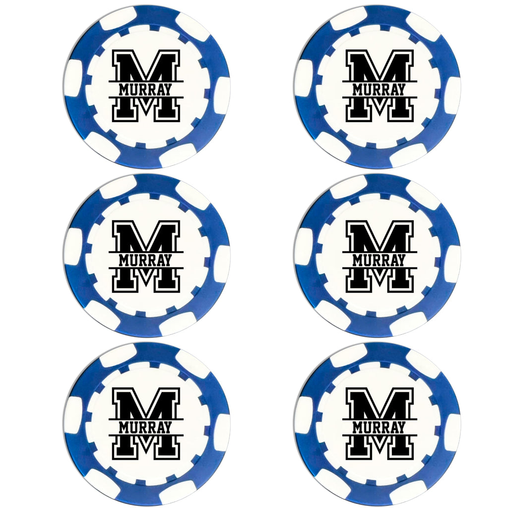 Personalized Golf Ball Marker Poker Chips | 6 Pack | Golf Marker Mens Gifts | Monogrammed Golf Gifts | Funny Golf Accessories for Men | Womens Golf Accessories
