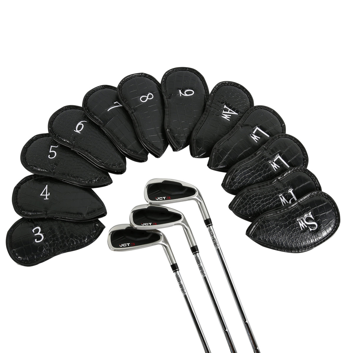 Custom PU Leather Golf Iron Head Covers with Patterns
